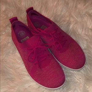 FITFLOP Uberknit Magenta Pink & Tan Weave Sneakers